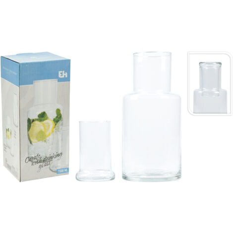 EXCELLENT botella 1,5 l 23x10,5 cm + vaso vidrio 11x7 cm 250 ml