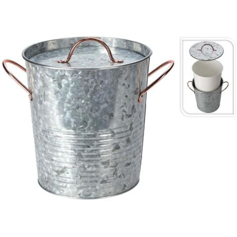 EXCELLENT cubo hielo zinc tapa 19,5x20,5 cm , Cubo hiel zinc tapa 19,5x20,5 cmFabricado en zinc de alta calidadIncluye asas para mejor transporteDepósito interior para