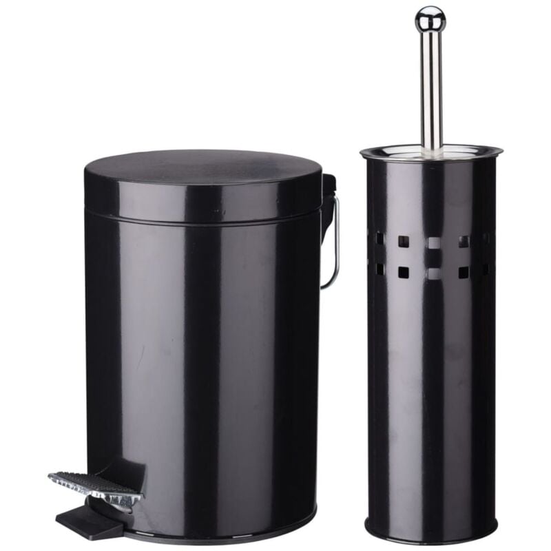 Image of 2 Piece Bathroom Set Stainless Steel Black Excellent Houseware n/a
