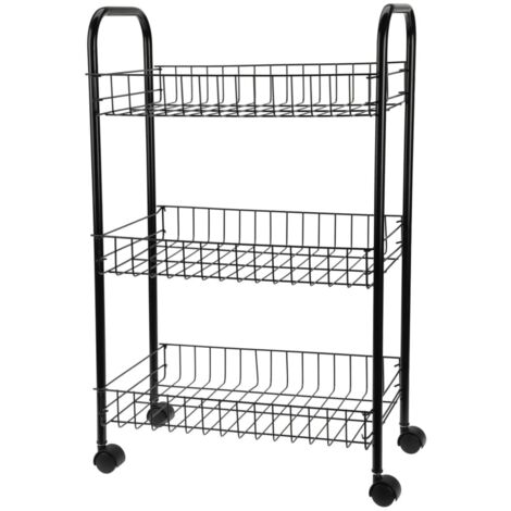 EXCELLENT verdulero 3 pisos metal negro , Verdulero 3 pisos metal negroIdeal para hogarEstable y duraderoResistente a la humedadFabricado en metalRuedas de plás