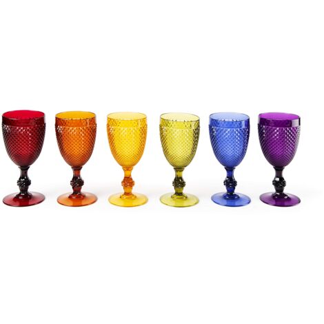 Excelsa 48777 Diamond Set 6 Calici da Vino Infrangibili, Plastica, Multicolore