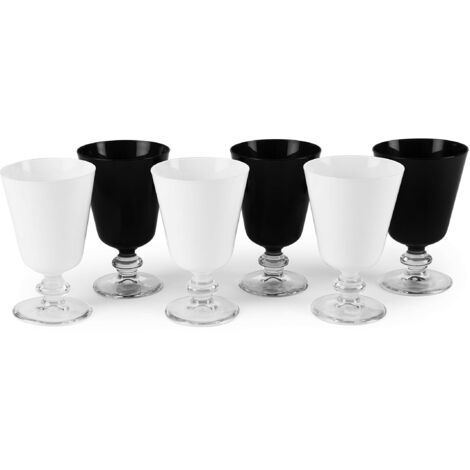 Excelsa 63024 Set 6 Calici, Bianco e Nero
