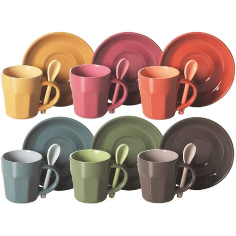 Excelsa Abbraccio Set Tazzine Da Caffè, Ceramica, 6pz, Multicolore, ‎5.5 x 5.5 x 6.5 cm, 1.47 Kg