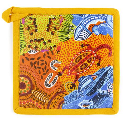 Excelsa Aboriginal Presina da Cucina, Cm. 20 x 20, Fodera 100% Cotone, Imbottitura in Poliestere