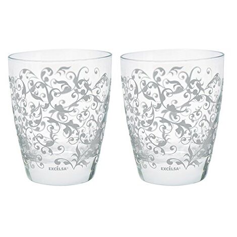 Excelsa Domus Set Bicchieri, Vetro, Bianco, 2 Pezzi