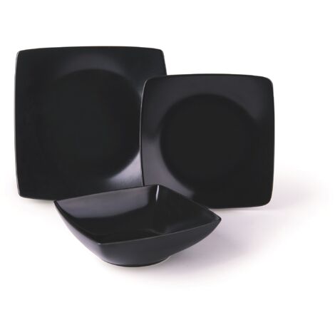 Excelsa Eclipse Servizio di Piatti 18 Pezi, Ceramica, Nero
