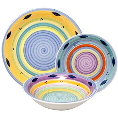 Excelsa Esprit Servizio Piatti, Ceramica, Multicolore, 18 Pezzi
