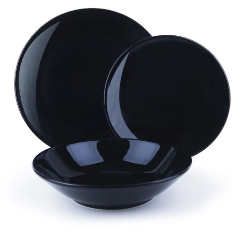 Excelsa Fashion Servizio Piatti 18 Pezzi, Ceramica, Nero