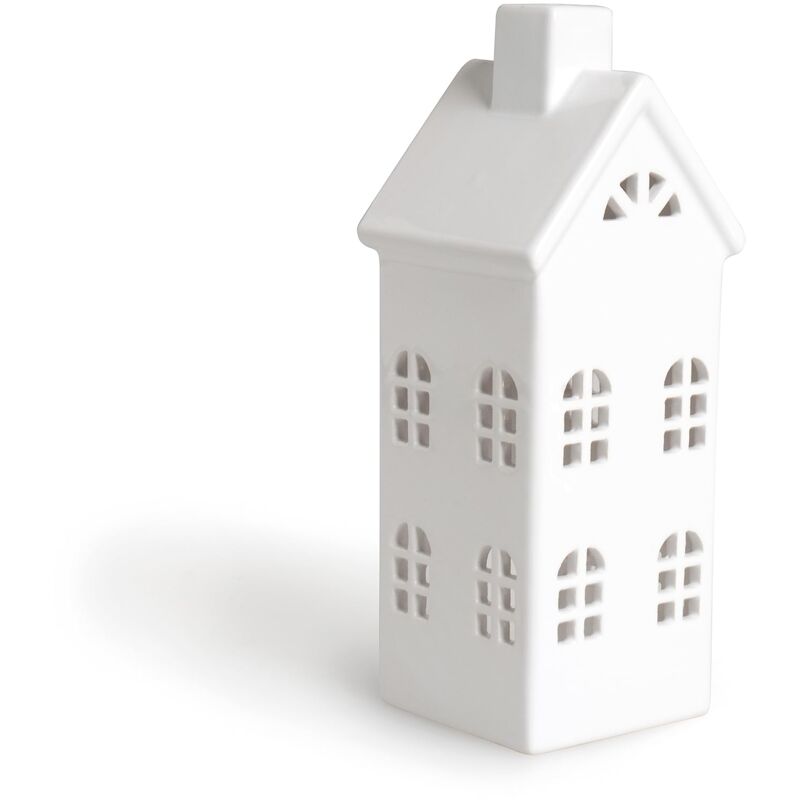 Lanterna Casetta, Ceramica, Bianco, 8x8x23 Cm Excelsa