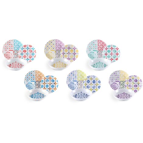 Excelsa Maioliche Servizio piatti 18 Pezzi, Porcellana, Multicolore