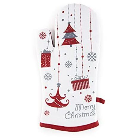 Excelsa Merry Christmas Guanto da Forno, Cotone, Decoro Natalizio, Cm. 32 x 18
