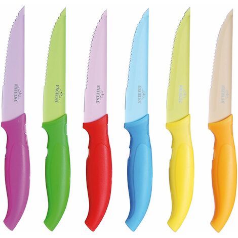 Excelsa Passione Color Set 6 Coltelli da Bistecca, Acciaio Inossidabile, Multicolore