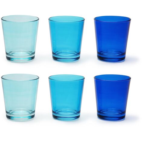 Excelsa Portofino Set 6 Bicchieri, Scala di Azzurro, 30 Cl., Vetro Soffiato