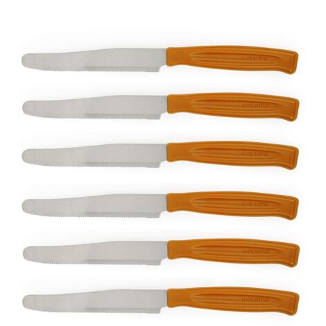 Excelsa Rainbow Set 6 Coltelli Da Tavola Seghettati, Acciaio Inox, Arancio