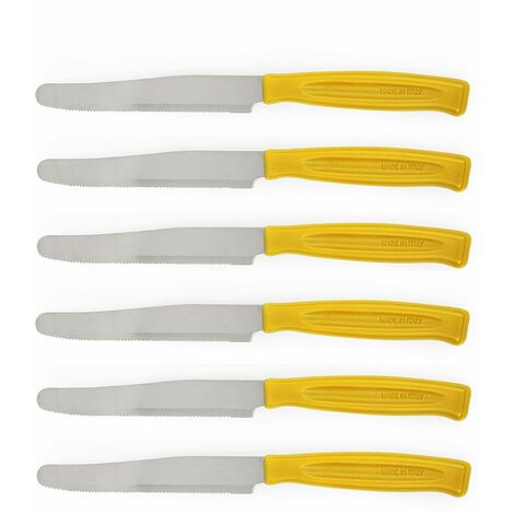 Excelsa Rainbow Set 6 Coltelli Da Tavola Seghettati, Acciaio Inox, Giallo