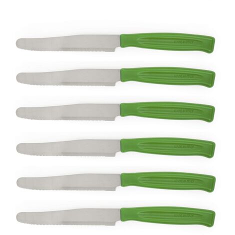 Excelsa Rainbow Set 6 Coltelli Da Tavola Seghettati, Acciaio Inox, Verde