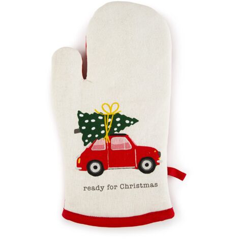 Excelsa Ready For Christmas Guanto da Forno, Taglia Unica, Fodera 100% Cotone, Imbottitura in Poliestere