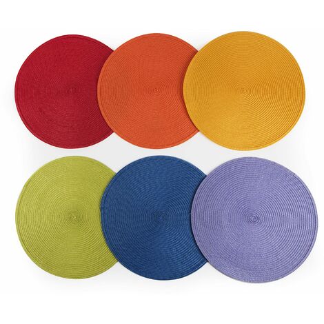 Excelsa Round Set 6 Tovagliette, Multicolore, Diametro: 36 cm, 6 unità