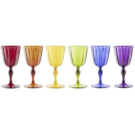Excelsa Set 6 Calici Country Color, Capacità 250 Ml., Plastica Infrangibile, Multicolor