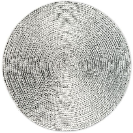 Excelsa Set di 6 tovagliette rotonde, diametro 36 cm, in polipropilene, colore: argento