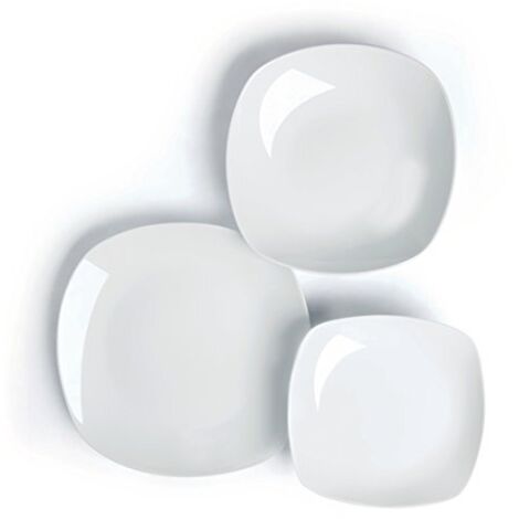Excelsa Square Servizio Tavola 18 Pezzi, Porcellana, Bianco