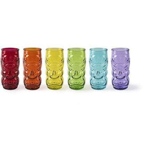 Excelsa Tiki Set 6 Bicchieri Multicolor Long Drink 550 ml, Vetro