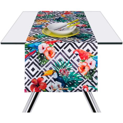 Excelsa Tovaglia Runner, Cotone, Decoro Tropical, 45 x 140