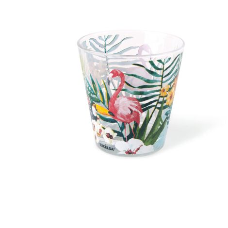 Excelsa Tropical Set 6 Bicchieri Acqua, Vetro, Decorazioni Tropicali