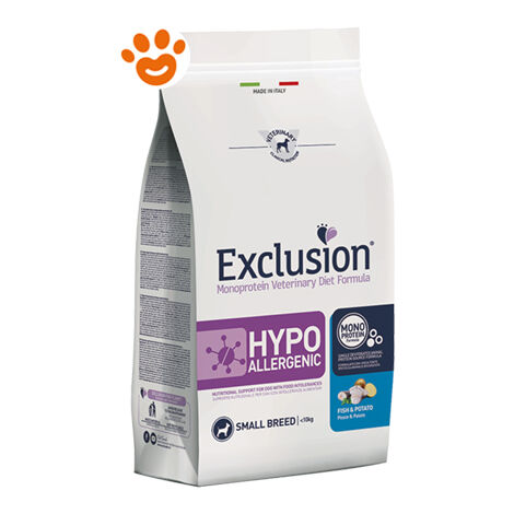 Exclusion Cane Hypoallergenic Small Breed 2 kg Pesce e Patate