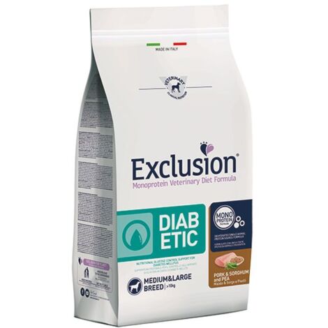 Exclusion Cane Medium Large Diabetic 12 kg Maiale Sorgo e Piselli