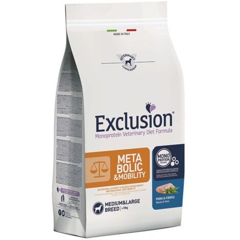Exclusion Cane Metabolic e Mobility Medium e Large Breed 2 kg Maiale e Fibre