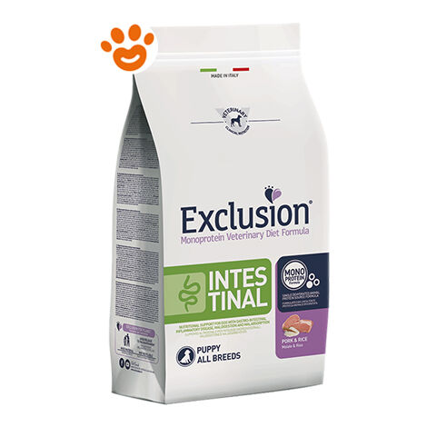Exclusion Cane Puppy Diet All Breeds Intestinal 800gr Maiale e Riso