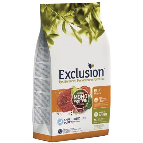 Exclusion Cane Small Puppy Mediterraneo Noble Grain 500gr Manzo