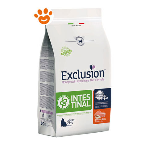 Exclusion Cat Intestinal Adult Maiale e Riso  - Exclusion Cat Intestinal Adult Maiale e Riso - Sacco Da 300 Gr