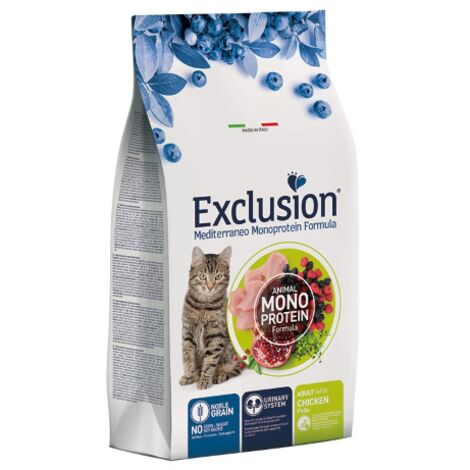 Exclusion Cat Mediterraneo Monoproteico Noble Grain Adult Pollo  - Exclusion Cat Mediterraneo Monoproteico Noble Grain Adult Pollo - Sacco Da 1,5 Kg