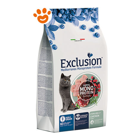 Exclusion Cat Mediterraneo Monoproteico Noble Grain Sterilised Adult Pollo 7+  - Exclusion Cat Mediterraneo Monoproteico Noble Grain Sterilised Adult Pollo 7+ - Sacco Da 1,5 Kg