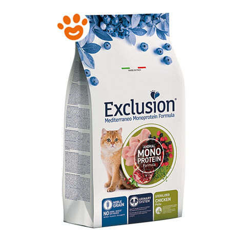 Exclusion Cat Mediterraneo Monoproteico Noble Grain Sterilised Adult Pollo  - Exclusion Cat Mediterraneo Monoproteico Noble Grain Sterilised Adult Pollo - Sacco Da 1,5 Kg