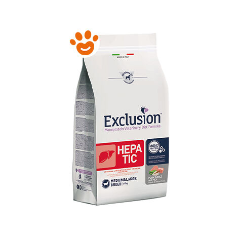 Exclusion Dog Hepatic Adult Medium Large Breed Maiale, Riso e Piselli  - Exclusion Dog Hepatic Adult Medium Large Breed Maiale, Riso e Piselli - Sacco Da 2 Kg