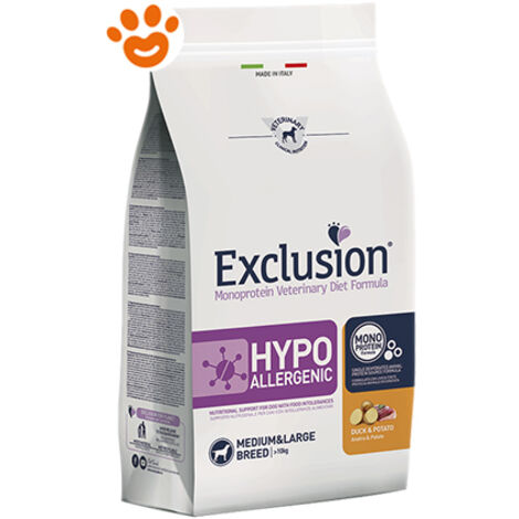 Exclusion Dog Hypoallergenic Adult Medium Large Breed Anatra e Patate  - Exclusion Dog Hypoallergenic Adult Medium Large Breed Anatra e Patate - Sacco Da 2 Kg