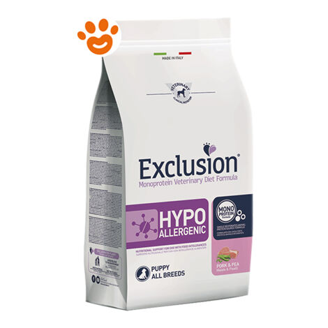 Exclusion Dog Hypoallergenic Puppy All Breeds Maiale e Piselli - Exclusion Dog Hypoallergenic Puppy All Breeds Maiale e Piselli - Sacco Da 12 Kg