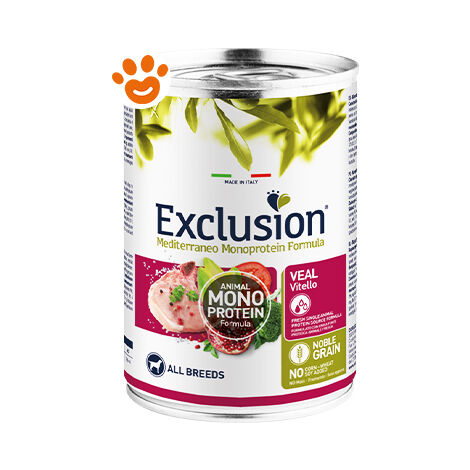 Exclusion Dog Mediterraneo All Breed Adult Vitello - Exclusion Dog Mediterraneo All Breed Adult Vitello - Lattina Da 400 Gr