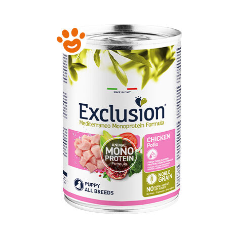 Exclusion Dog Mediterraneo All Breed Puppy Pollo - Exclusion Dog Mediterraneo All Breed Puppy Pollo - Lattina Da 400 Gr