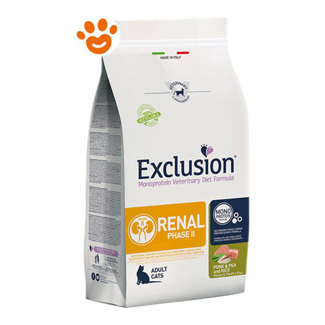 Exclusion Gatto Renal Phase 1 1,5 kg Maiale Piselli e Riso