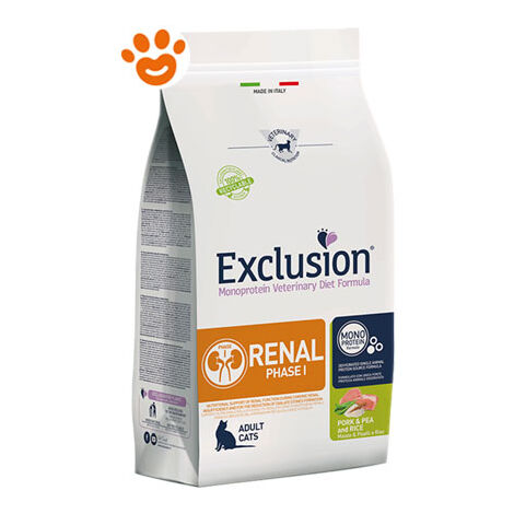 Exclusion Gatto Renal Phase 1 1,5 kg Maiale Piselli e Riso