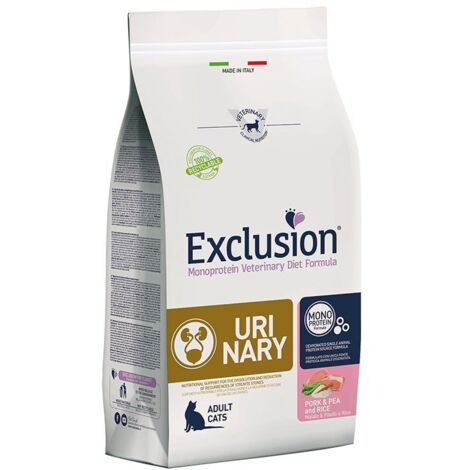 Exclusion Gatto Urinary 1,5 kg Maiale Piselli e Riso