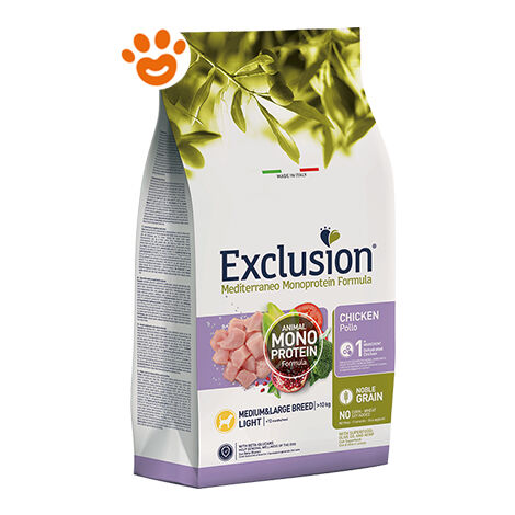Exclusion Mediterraneo Noble Grain Medium e Large Light Pollo 3kg