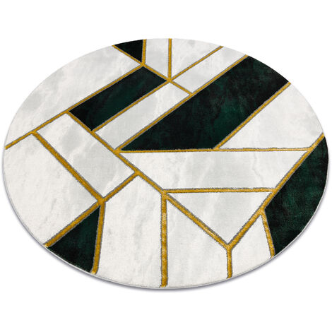 RUGSX Exclusive EMERALD Carpet 1015 circle - glamour, stylish marble, geometric bottle green / gold green round 200 cm