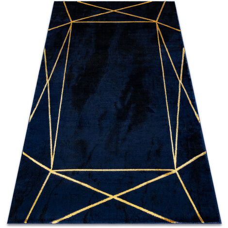 Exclusive EMERALD Carpet 1022 glamour, stylish geometric navy / gold blue 180x270 cm