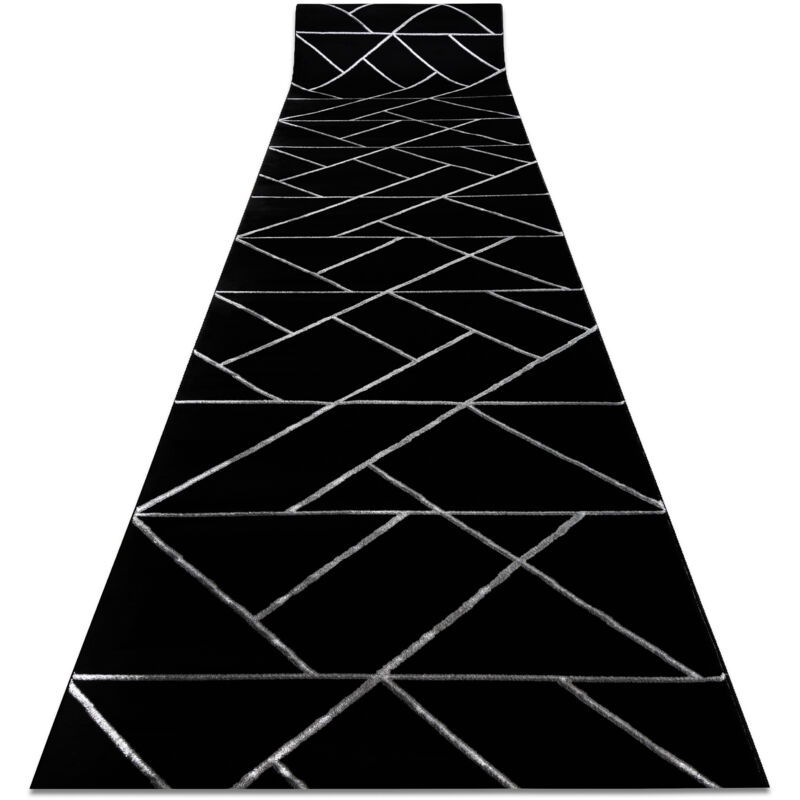 Rugsx - Exclusive emerald Runner 7543 glamour, stylish geometric black / silver 70 cm black 70x790 cm