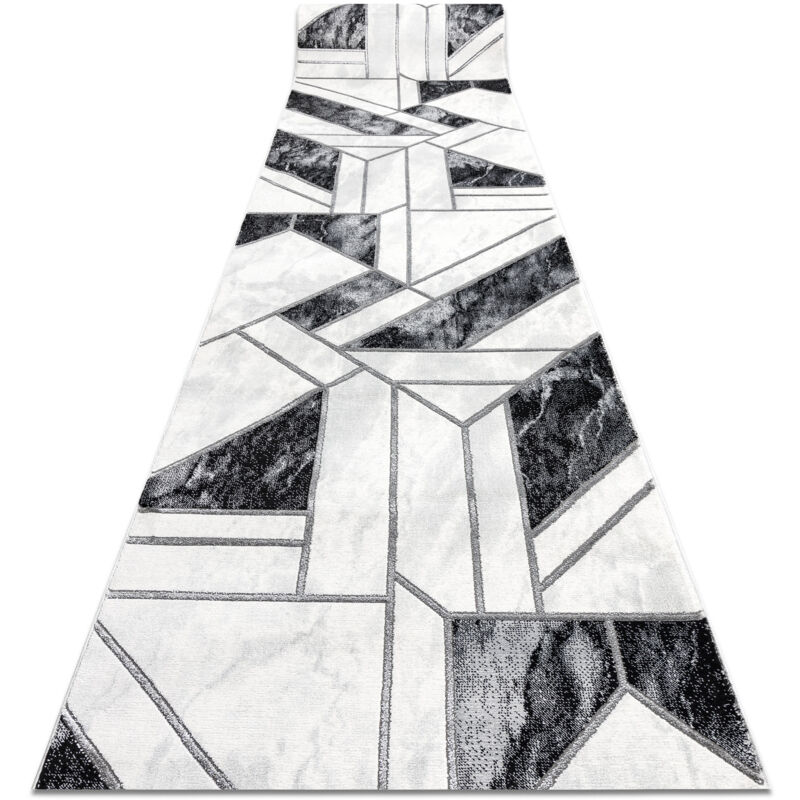 Rugsx - Exclusive emerald Runner 81953 glamour, stylish geometric black / silver 70 cm black 70x550 cm